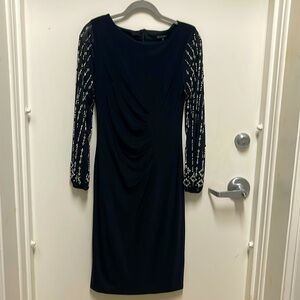 Classic Black Dress with Beaded Sleeves